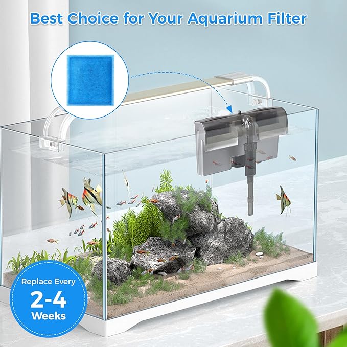 Qwakay Aquarium Filter Replacement Cartridge - 10 Pack Rite Size C Fish Tank Cartridges Compatiable with Marineland Penguin PRO Power Filters 275/375 & Original Penguin Power Filters 200/350