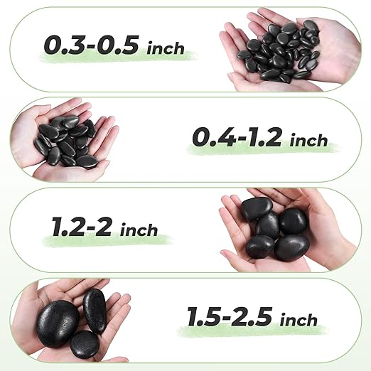 SIDONG 10 LB Black River Rocks, 0.4-1.2 Inches Highly Polished Pebbles for Indoor Plants, Decorative Stones for Plants, Fish Tank, Vases, Home Décor, Crafting, Garden Landscaping