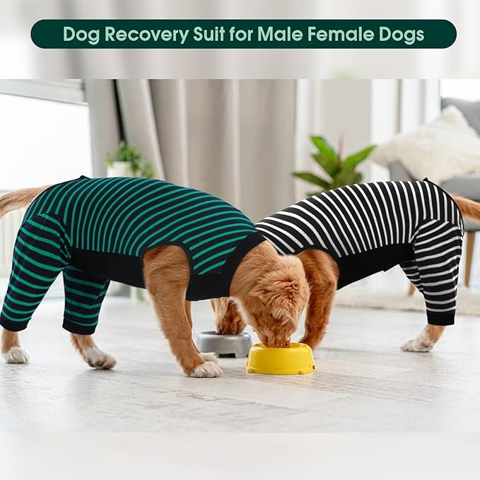 Kuoser Dog Recovery Suit for Back Legs,Soft Dog Surgery Suit with Sleeves to Stop Licking,Dogs Recovery Sleeve Elbow Protector Pet Surgical Onesie for Abdominal Wounds Dogs Cone Alternative,Green M
