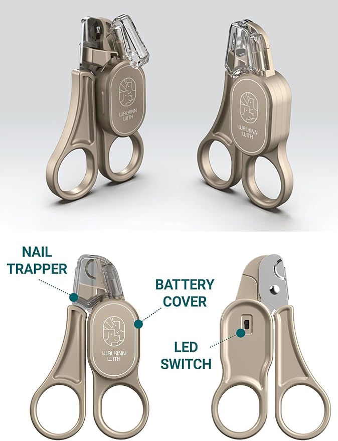 Cat Nail Clipper with LED Guide Light and Nail Trapper
