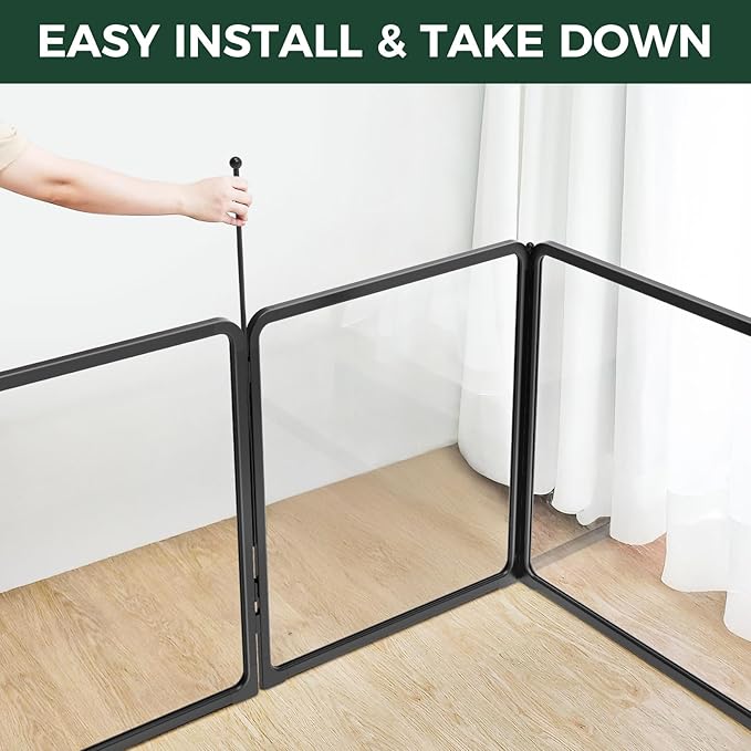 FXW Homeplus Unleashed Indoor Dog Playpen - Stress-Free and Safe Play, Heavy Duty 32 Inch 4 Acrylic Panels + 4 Wire Panels Dog Pen for Small and Medium Dogs, Black│Patented