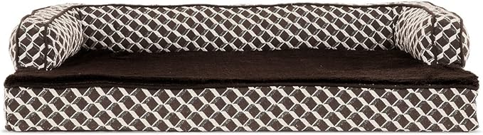 Furhaven Memory Foam Dog Bed for Large Dogs w/ Removable Bolsters & Washable Cover, For Dogs Up to 95 lbs - Plush & Woven Decor Comfy Couch Sofa - Diamond Gray, Jumbo/XL