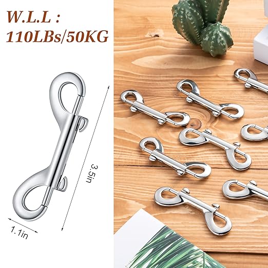 Hotop 80 Pcs 3.5 Inch Double Ended Bolt Snaps Hooks Zinc Alloy Trigger Chain Metal Clips Key Holder for Linking Key Chain Dog Leash Collar Pet Sling Feed Buckets(Silver)