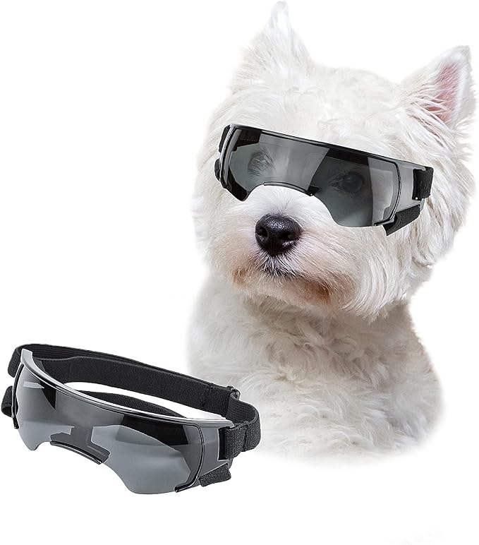 Lesypet Dog Sunglasses Small Breed, Dog Goggles for Small Dogs Windproof Anti-UV Glasses for Dogs Outdoor Eye Protection, Black