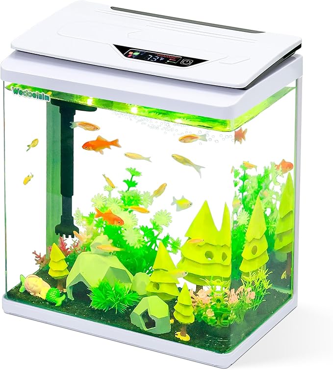 High-Transparency Fish Tanks, Betta and Goldfish Tanks with Filter, Light, Seven-Color LED, Integrated Oxygenation, Filtration, and Circulation, and Aquarium Starter Kits 3 Gallon