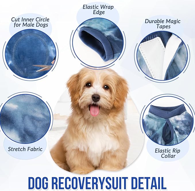 Lukovee Recovery Suit for Dogs, Onesie Surgery Recovery Suit for Female Male Dogs, Abdominal Wounds Cone E-Collar Alternative Prevent Licking Spay Recovery Suit (TBL,XL)