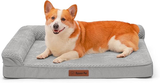 Orthopedic Dog Beds Large Sized Dog, 3 Inch Memory Foam Pet Bed for Medium and Large Dogs, Washable Removable Cover, Nonskid Bottom, Waterproof, 36x27 Inches L Light Grey
