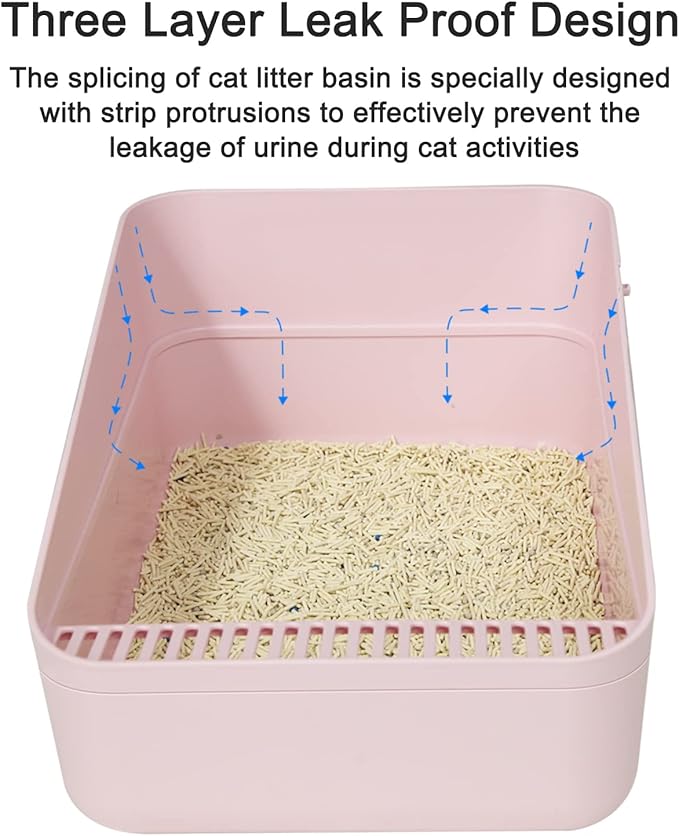 Sfozstra Cats Litter Box Low: Pink Small for Kittens up to 8 lbs, Anti Tracking Design Space Saving for Apartments