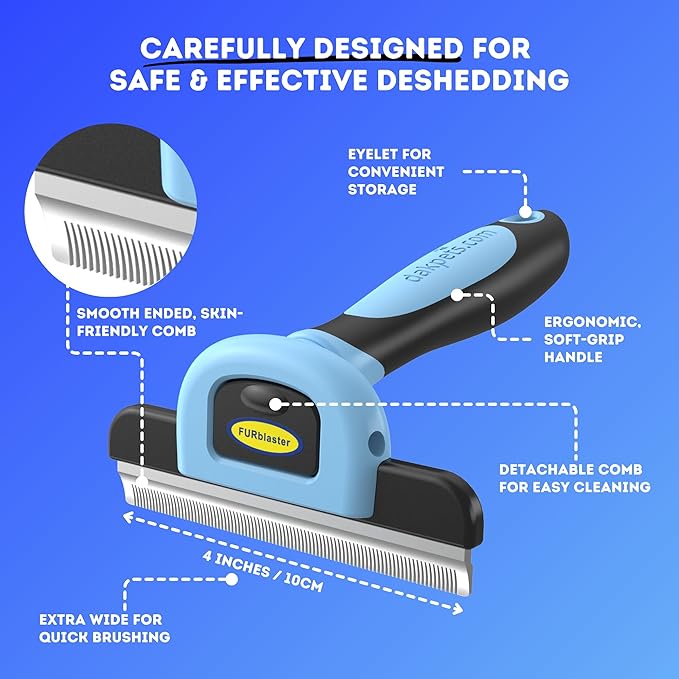 DakPets Deshedding Tool | Stainless Steel Grooming Brush for Shedding Fur Removal - Cats and Dogs