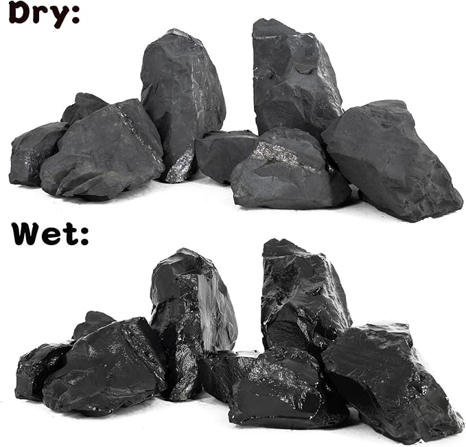 Unocho Fish Tanks Stone 20LB Natural Black Slate Rocks for Aquariums Decorative Aquascaping Stone for Reptile Terrariums, Bonsai Gardens & Outdoor 3-9inches(8PCS)