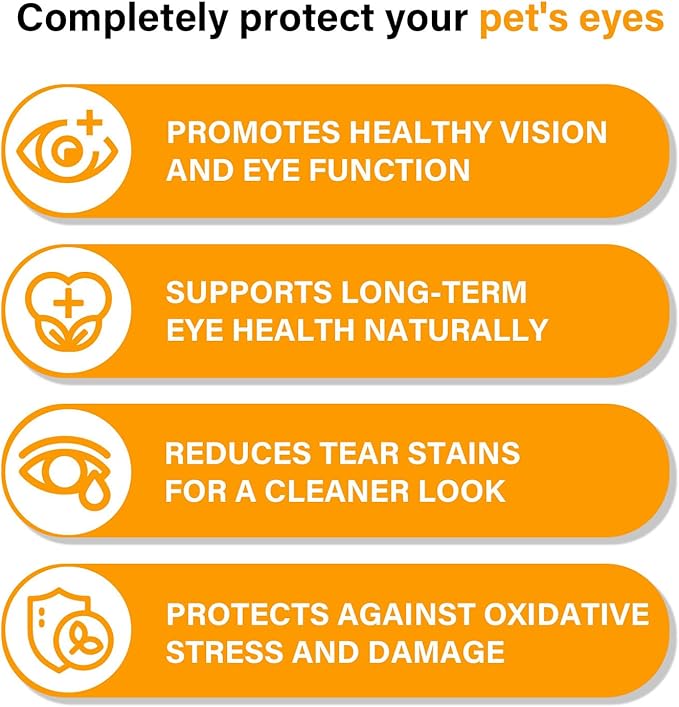 Eye Supplements for Dogs - Vision Support Soft Chews with Lutein, DHA & Vitamin C | 120ct Salmon Flavor Tear Stain Chews | Cataract & Dry Eye Relief Supplement (120 Ct, Salmon)