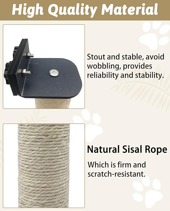 VCEPJH 2 Pcs Cat Scratching Post for Crate Cage Mounted Cat Scratcher Natural Sisal Scratch for Scratching and Climbing Furniture 15x2.7inches (White)