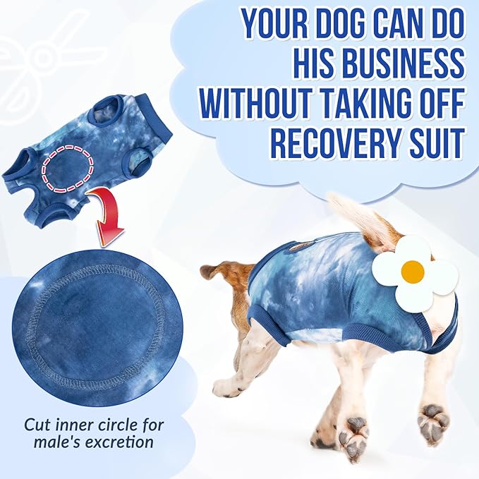 Lukovee Recovery Suit for Dogs, Onesie Surgery Recovery Suit for Female Male Dogs, Abdominal Wounds Cone E-Collar Alternative Prevent Licking Spay Recovery Suit (TBL,S)