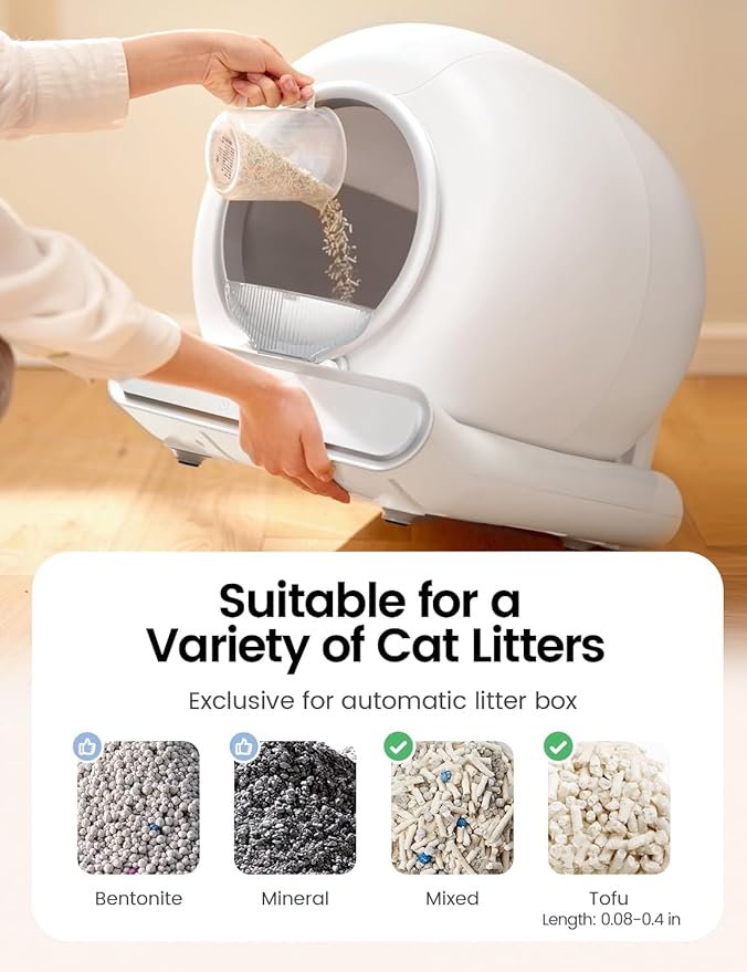 Self Cleaning Cat Litter Box, Ultra-Safe Protection Automatic Cat Litter Box, APP Control/Lower Entry/Large Capacity with 3 Rolls Liners & Mat LELOPETS