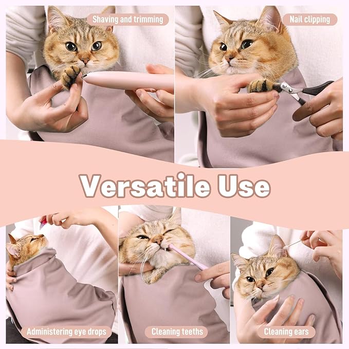 Paw Legend 35.4" Cat Wrap for Grooming Cat Wrap for Cutting Nails Cat Restraint for Nail Clipping Self Adhesive Blanket Restraint Cloth for Cats Within 22lbs