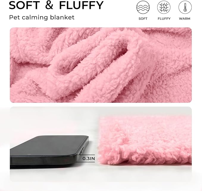 Luciphia 1 Pack 3 Calming Dog Blanket Fluffy Premium Fleece Pet Blankets Soft Sherpa Throw for Dogs Puppy Cat Pink Small (23" x16")