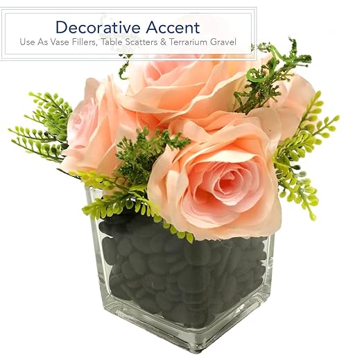 Royal Imports 30LBS River Rocks Decorative Ornamental Pebbles, Garden Landscaping Stones, Gravel Filler for Plants, Vases, Succulents, Home Decor, Aquariums, Crafting, Animal Habitat - Small Black