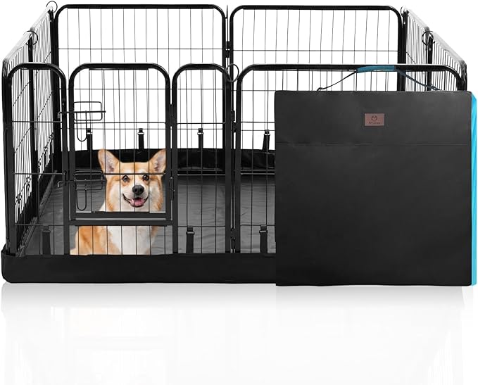 PJYuCien Dog Playpen Plus Storage Bag, 24" H 8 Panels Puppy Pen with Square Bottom, Heavy Duty Dog Fence for Puppies/Small Dogs