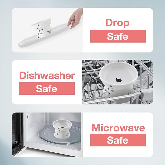 Necoichi Raised Stress Free Cat Food Bowl, Elevated, Backflow Prevention, Dishwasher and Microwave Safe, No.1 Seller in Japan! (Cat, Regular)