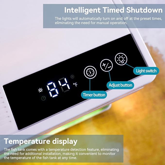 Beginner Betta Fish Tank Aquarium kit Intelligent Timed Shutdown, Seven LED Lights, Adjustable Brightness, High-Transparency Glass, Efficient Filtration