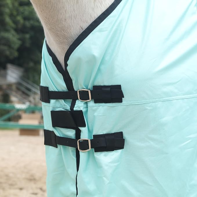 Horse Fly Sheet, Standard Neck Comfy Mesh Fly Sheet for Horses, Equine Summer Sheets UV-Protective Green 69