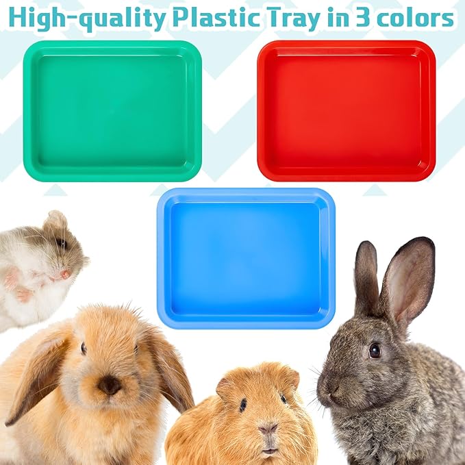 Tessco for you 3 Pcs Open Small Kitten Litter Box Rabbit Pan Waterproof Plastic Litter Tray Travel Toilet for Cats Bunny Guinea Pig Small Pet, Easy Clean(Fresh Color,15.1 x 12 x 1.4 Inch)