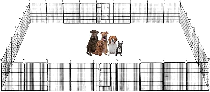 BestPet Dog Playpen Indoor 40 inch 32 Panels Metal Dog Pen Pet Dog Fence Outdoor Exercise Pen with Doors,Pet Puppy Playpen for RV Camping Yard, Black