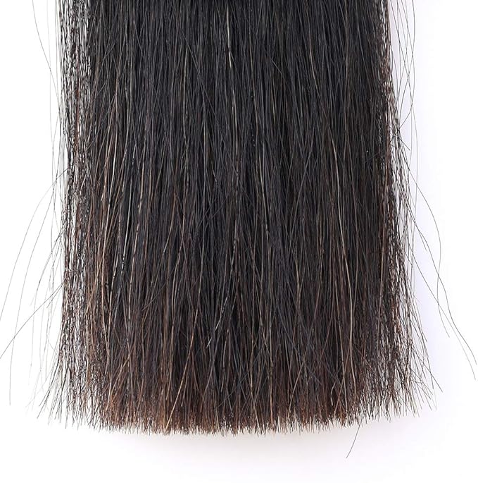 Horse Tail Extensions with Braided Horsehair Loop, Blunt Cut Bottom, 34-36 inches Long and 1 lb Weight (Natural Black)