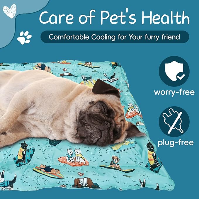 Cooling Pad for Large Dog,Instant Pet Cool Mat,Comfortable Cool Pet Mat for Cat.Portable Dog Bed for Summer. Suitable for Outdoor Summer Crate Pad.Long Time Cooling.Animal(Size-L 19.7 * 23.6in)