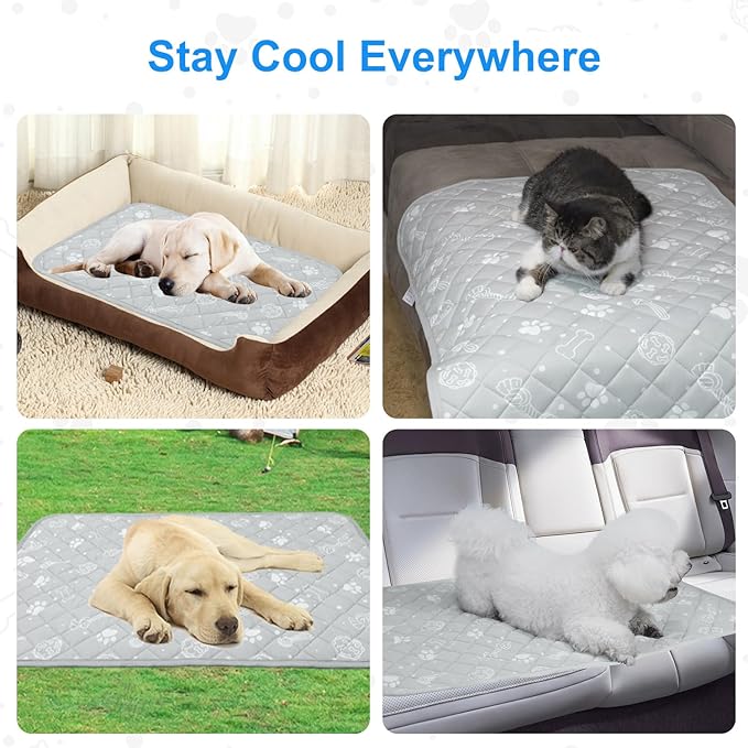 MH MYLUNE HOME Dog/Cat Cooling Mat, Arc-Chill Cooling Fiber & Endothermic Color Changing Pet Mat, 20'x30', Foldable & Washable, Non-Toxic Summer Pet Blanket, Light Gray