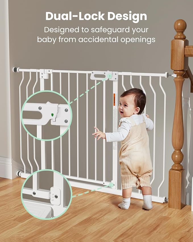 Mom's Choice-GROWNSY Baby Gate for Stairs, 29"-43" Pressure Mounted Pet Gate for Doorways-Auto Close Dog Gate for The House-Easy Installation & Walk Thru Wide Safety Gate