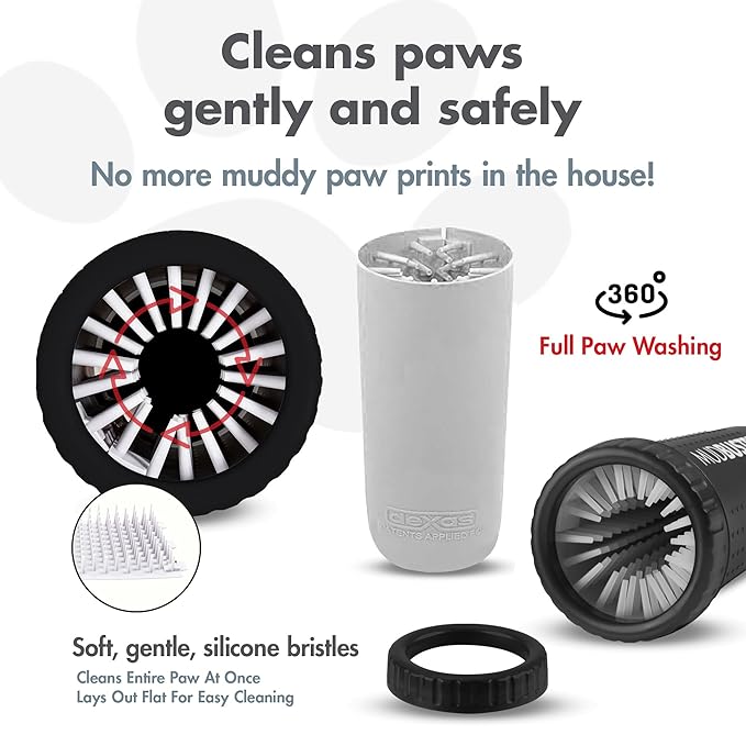 Dexas MudBuster Portable Dog Paw Washer/Paw Cleaner, Large, Matte Black- Special Edition (PW72025-22WP)