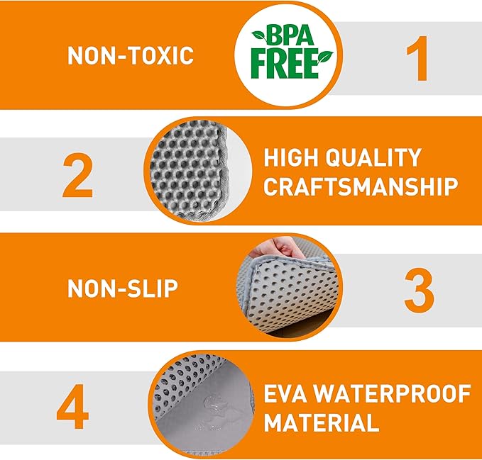 Large Cat Litter Mat for Litter Box, 47"×33" Double Layer Trapping Mat, Non-Slip Water Proof Kitty Litter Pad, Grey