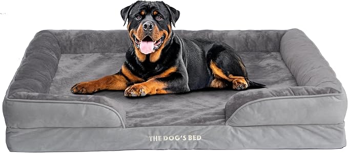 The Dog’s Bed, Orthopedic Standard Foam Waterproof Dog Bed with Standard Support, XXL Silver Grey Plush, Waterproof, Supportive Dog Bed with Replaceable Covers, Veterinary Approved