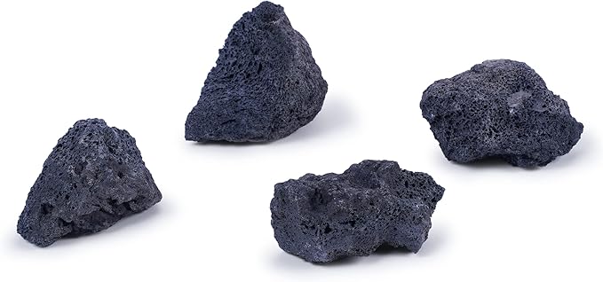 LANDEN Black Lava Stones (16lbs,3~10inch,11pcs) for Aquascaping Terrariums, Paludarium, Vivariums, Reptile and Amphibian Enclosures