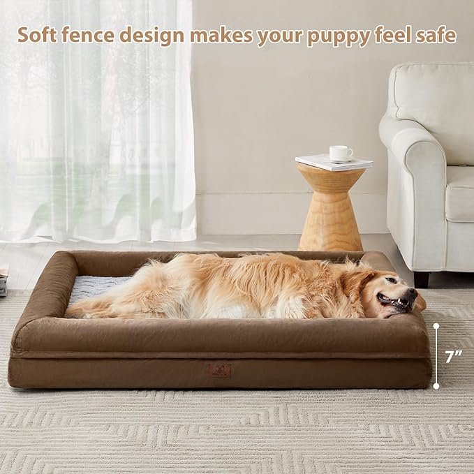 WNPETHOME XL Extra Large Dog Bed, Washable Dog Couch with Removable Waterproof Cover, Orthopedic Large Pet Sofa Bed with Bolster Sides for Sleeping