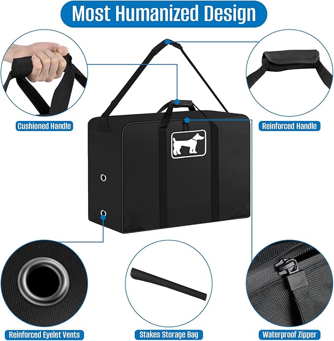 SIRUITON Dog Playpen Storage Bag Fits 45 H 8 Panels and 9 Stakes Foldable Exercise Pet Playpen, Dog Fence Travel Bag, with Reinforcing Plate & Shoulder