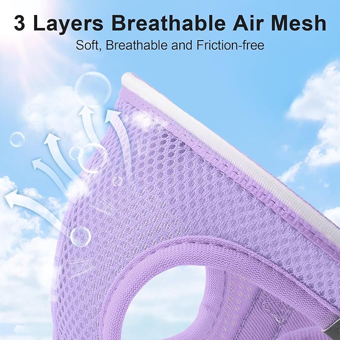 Light Up Dog Harness,Rechargeable LED Dog Harness for Small Medium Large Dogs,Reflective Lighted Safety Vest for Night Walking & Camping,Lightweight & Adjustable,Lavender Purple,S