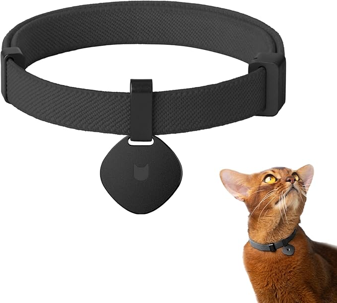 Safety Cat Collar Pro and Tag Set - U.S. IDA Gold Award, Elastic Release Cat Collar Charm Tag, Non Breakaway Cat Collar Adjustable with Charm for Kitten Small Large Cats (Midnight Black, S)