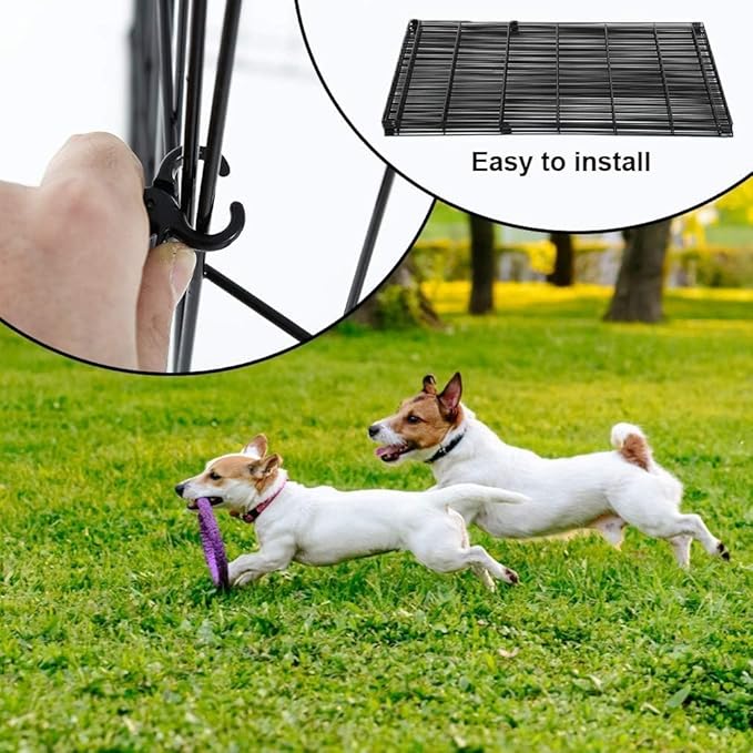 BestPet Dog Pen Playpen Puppy Pet Playpen 8 Panel Indoor Outdoor Metal Portable Folding Animal Exercise Dog Fence,24",Black