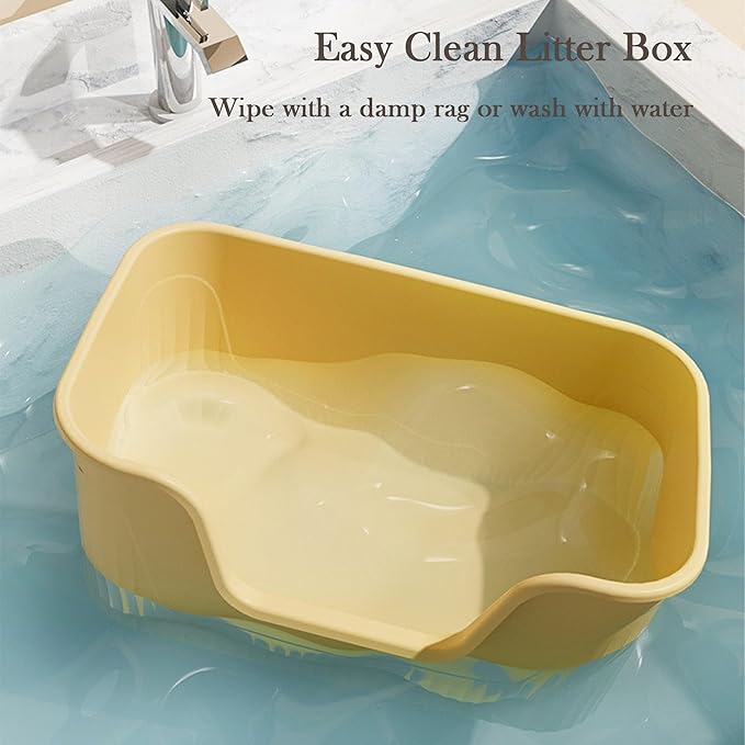 Vealind Jumbo Litter Box, XL Litter Boxes for Big Cats, Extra Large Space, High Sided Litter Pan, Leak-Proof & Anti-Splashing, Easy Clean & Durable (25” * 17” * 13” Yellow)