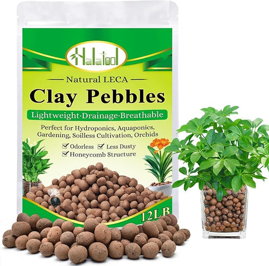 Halatool 12LB Expanded Clay Pebbles for Potted Plants Organic Lightweitht Clay Leca Balls for Hydroponics Gardening Orchids Drainage Decoration Aquaponics Aquariums
