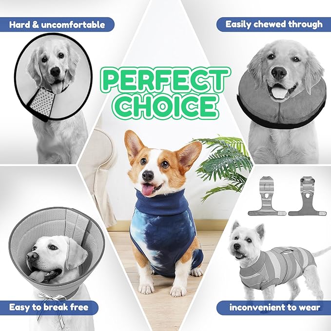 Breathable Dog Recovery Suit for Male/Female, Tie Dye Blue Dog Onesie for Abdominal Wounds, Cone E-Collar Alternative After Surgery to Anti-Licking, Professional Surgery Suit for Dogs