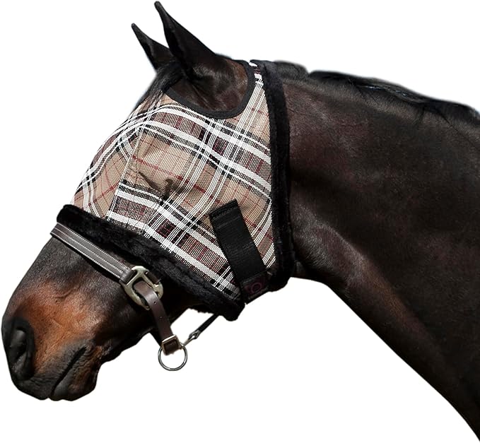 Kensington KPP Fly Mask with Fleece Trim, Deluxe Black Plaid, X-Large