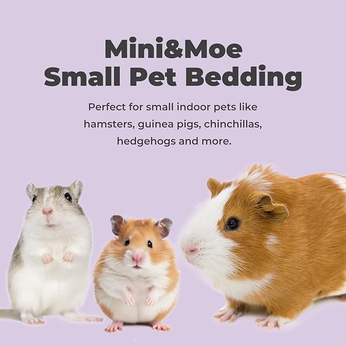 mini&moe Guinea Pig Bedding 25 Liters: Dust-Free and Odor Control Moisture Absorbent Natural Paper Small Pet Bedding - for Guinea Pigs, Hamsters, Rabbits, and Small Animal