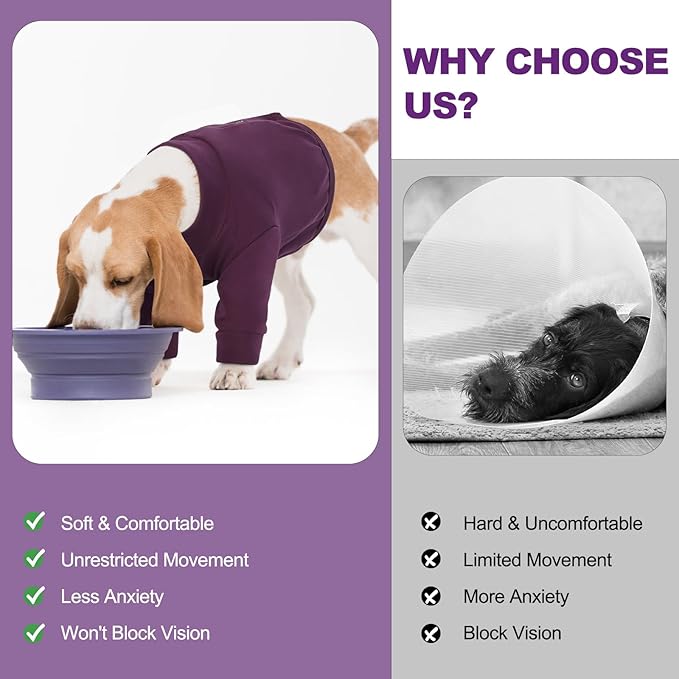 IDOMIK Dog Recovery Suit, Dog Surgery Recovery Suit Front Legs, Comfy Joint Leg Sleeves After Surgery, Elbow Braces Protector for Leg Injuries & Joint Pain, Cone Collar Alternatives,Purple,M