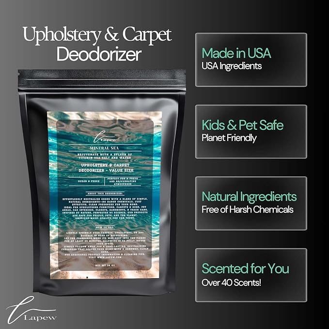Mineral Sea Carpet Freshener Powder Refill 36 oz | Powerful Odor Eliminator for Home | Upholstery Deodorizer | Carpet Deodorizer | Pet Urine | Cat Litter Box | Vitamin Sea Fragrance