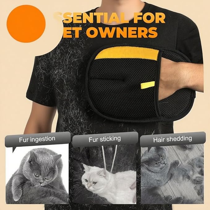 Pet Hair Removal Glove - Electrostatic Reusable Grooming Gloves for Cats & Dogs, Professional Cleaning Mitt with Hair Remover Tool (2 Pack)