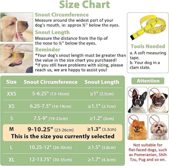 Mayerzon Dog Muzzle with Hook and Loop for Large Medium Small Dogs, Patented Soft Mesh Beagle Labrador Puppy Muzzles for Biting Chewing Grooming, Breathable, Adjustable, Allows Panting Drinking