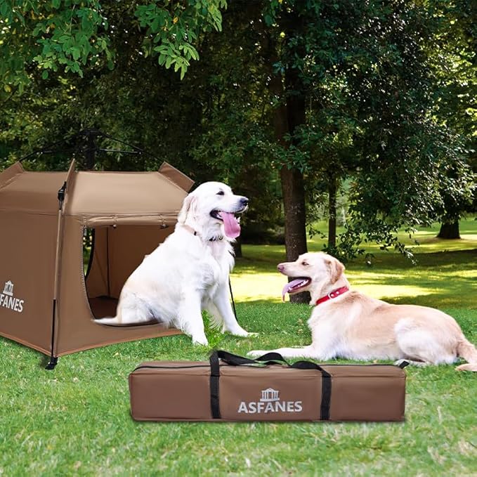 Outdoor Waterproof Pet Automatic Camping Tent, Pop up Cave Bed for Indoor Cats and Small Dogs, Portable Cat House Dog House, Brown.
